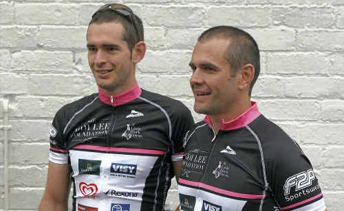 Paul and Peter Grant in The Ride For The Little Black Dress from Melbourne to Adelaide. Paul and Peter Grant in The Ride For The Little Black Dress from Melbourne to Adelaide.